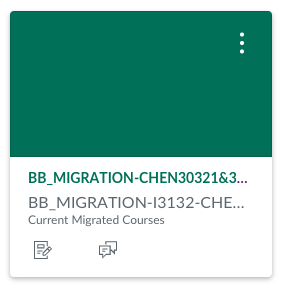a screenshot from Canvas showing how the migrated courses have a prefix of BB Migration